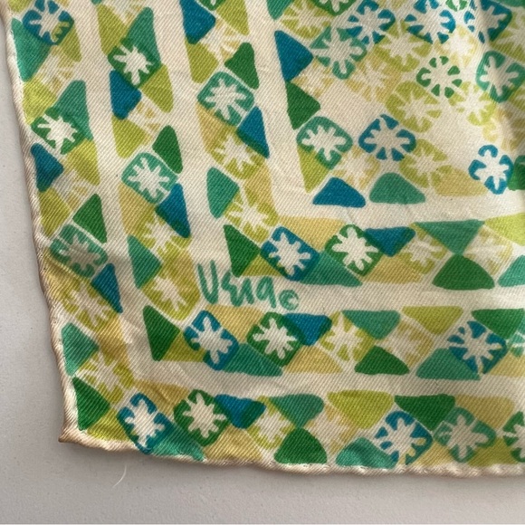 Vintage Vera Mod Green Geometric Print Square Scarf - Picture 3 of 6